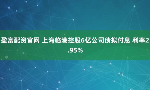 盈富配资官网 上海临港控股6亿公司债拟付息 利率2.95%