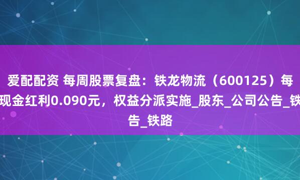 爱配配资 每周股票复盘：铁龙物流（600125）每股现金红利0.090元，权益分派实施_股东_公司公告_铁路